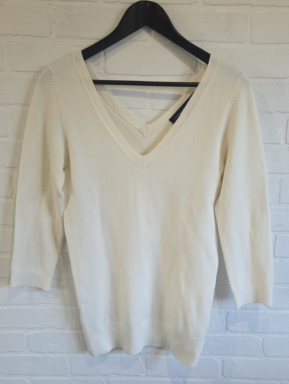 French Connection Cream V-Neck Sweater